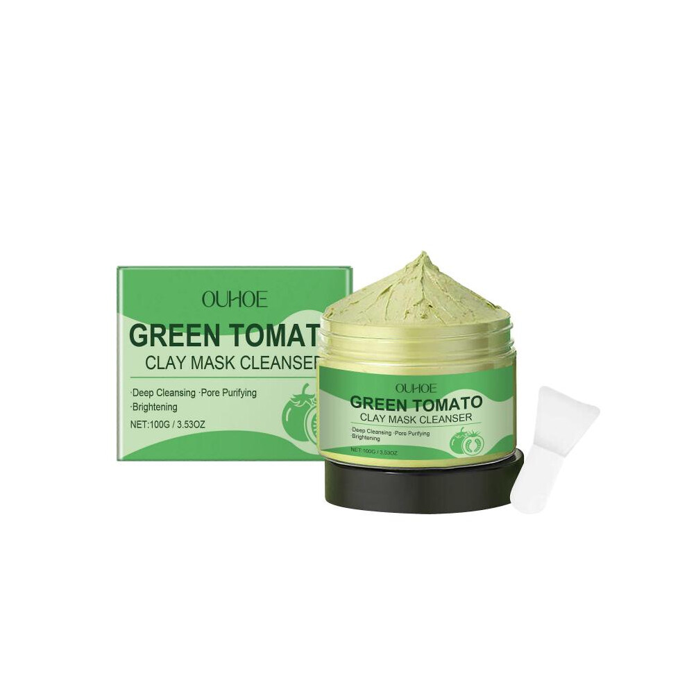 Green Ouhoe Tomato Cleansing Mud Mask Hydrating Firming Cleansing Pore-Transmissing Facial Skin Apply Mud Mask