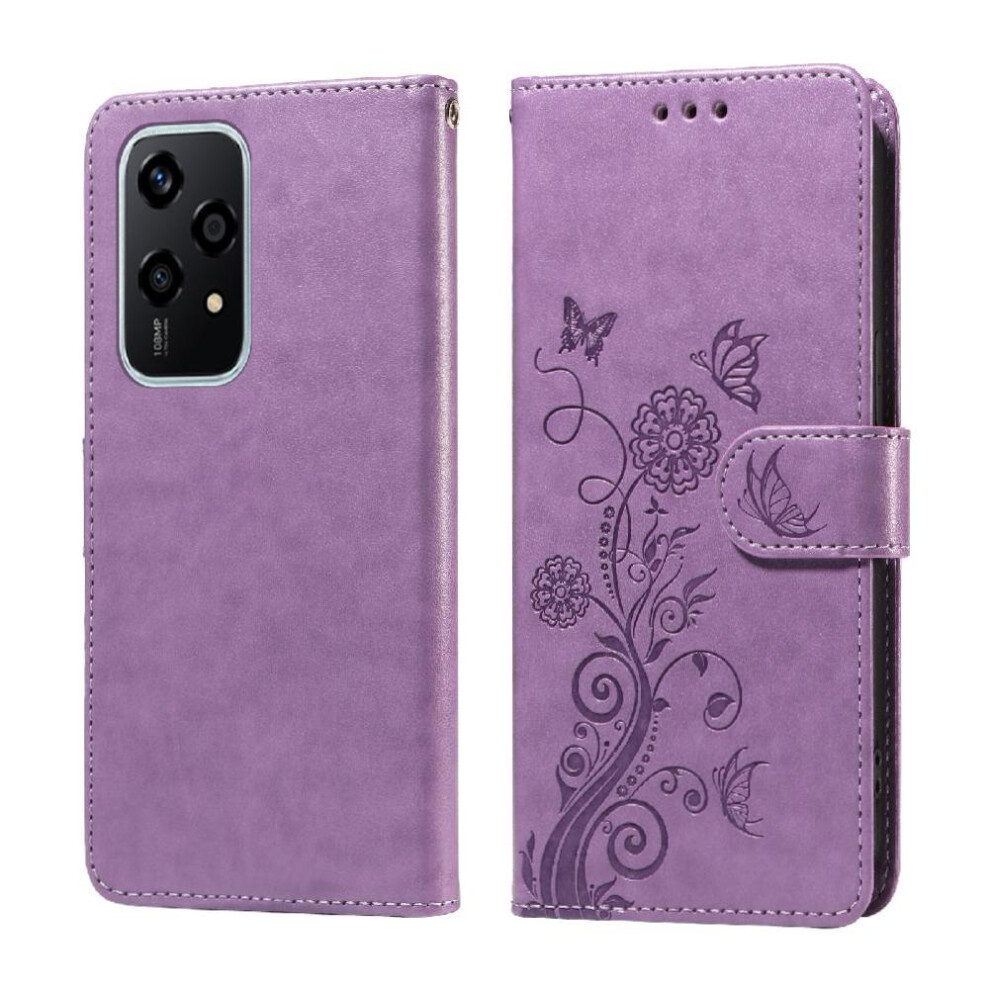 (Purple) Flip Case For Honor 200 Lite Leather Cardslots Flip Flower Purple 764563504633