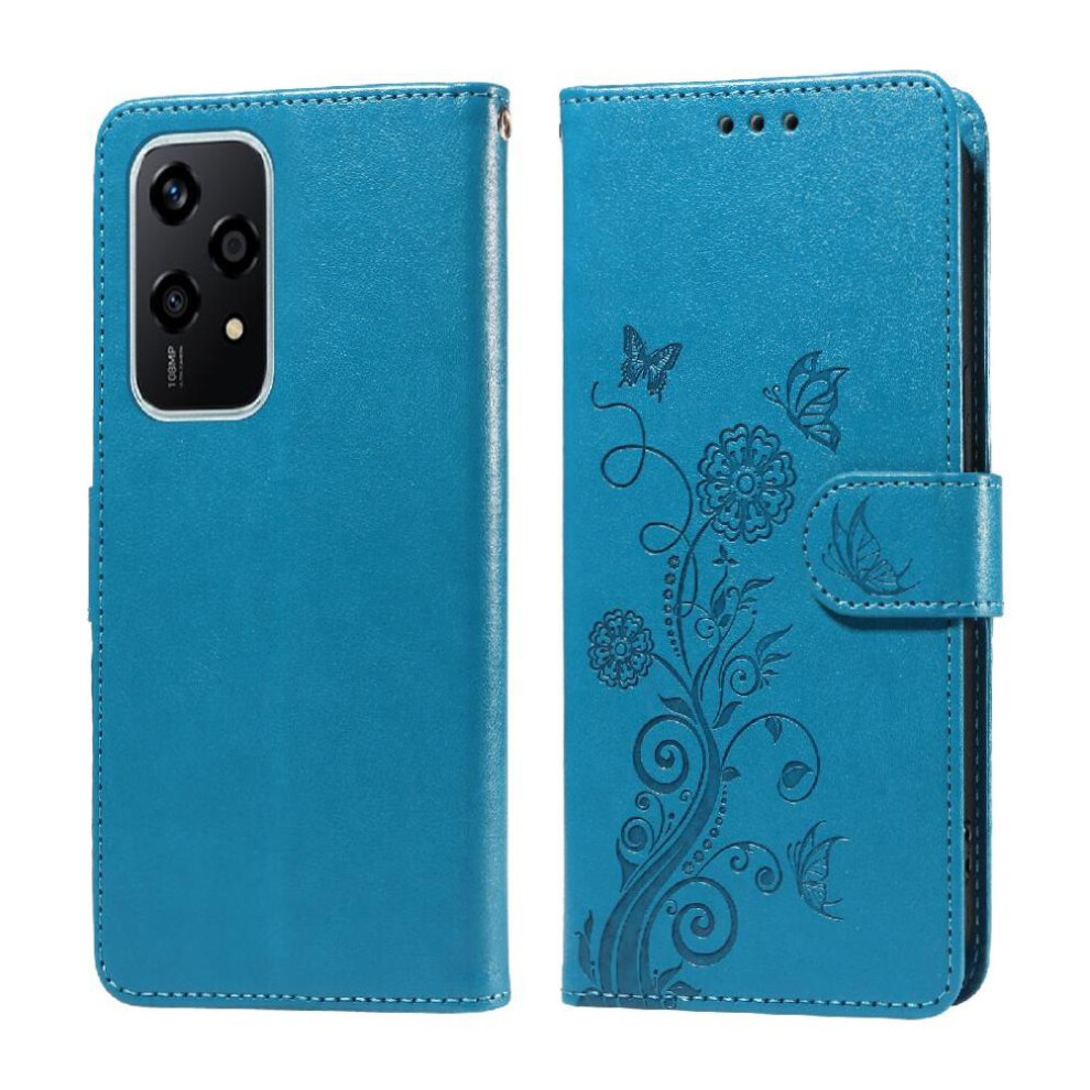 (Blue) Flip Case For Honor 200 Lite Leather Cardslots Flip Flower Blue 764563504657