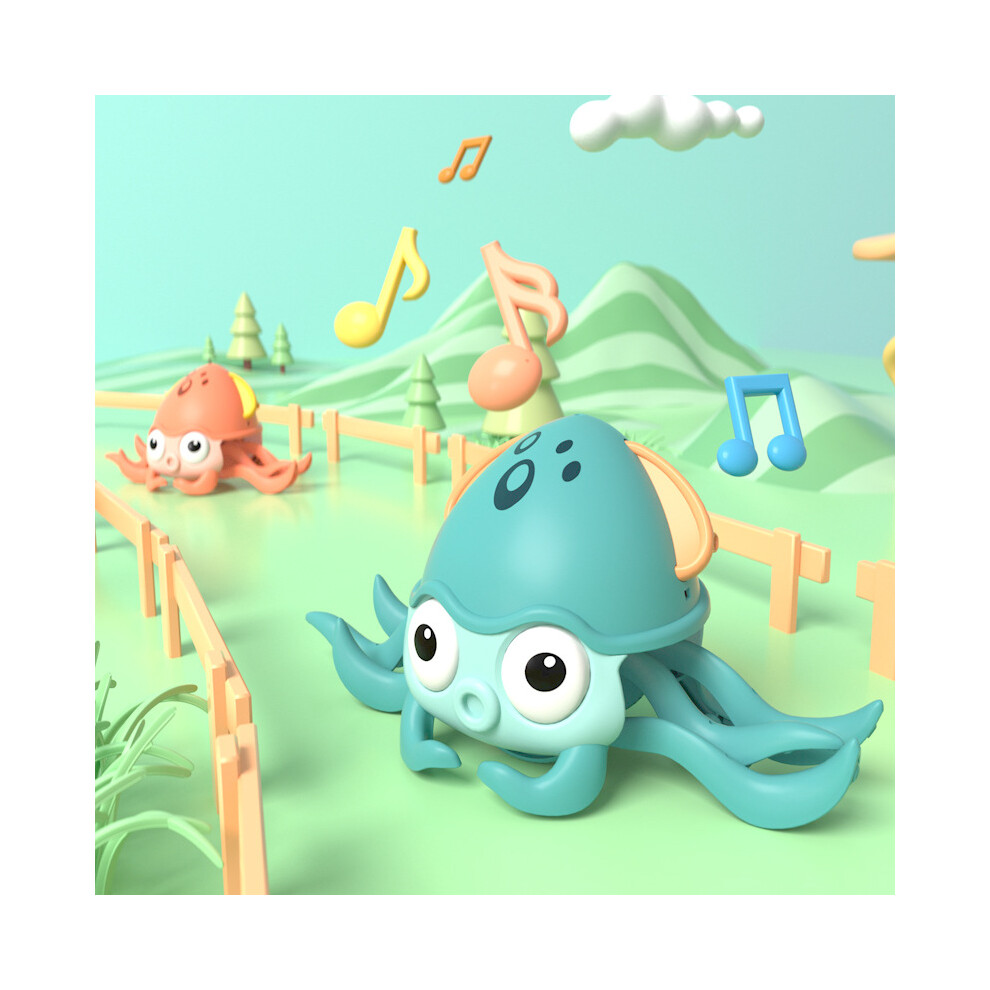 (Rotating Duck English Language) Automatic Sensing Crawling Toy Singing Octopus Crab Electric Pet Toy For Kids With Obstacle Avoidance Green