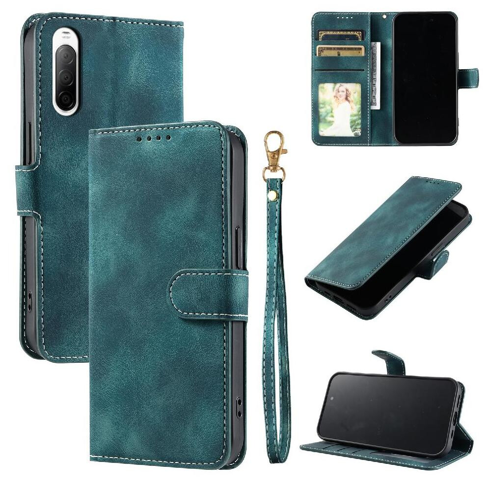 (Green) Flip Case For Sony Xperia 10 Iii Wallet Card Slots Kickstand Wrist Strap Magnetic Pu Leather Green 764563504954