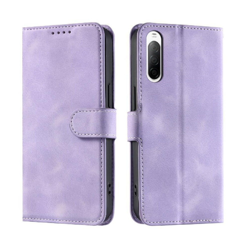 (Purple) Flip Case For Sony Xperia 10 Ii Magnetic Wallet Card Slots Pu Leather Kickstand Wrist Strap Purple 764563504978