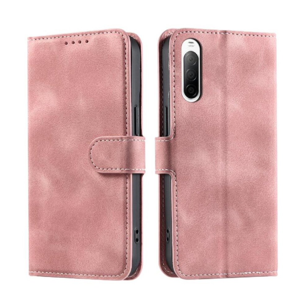 (Pink) Flip Case For Sony Xperia 10 Ii Magnetic Wallet Card Slots Pu Leather Kickstand Wrist Strap Pink 764563504985