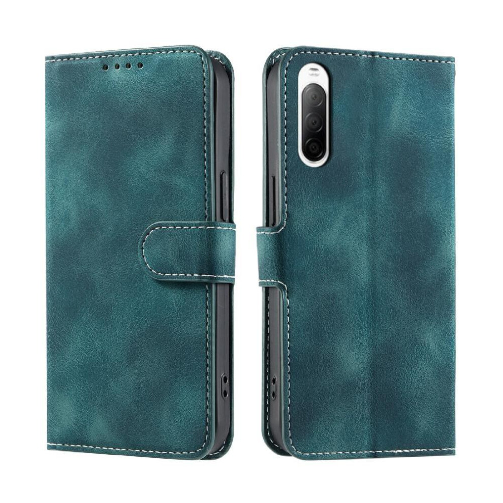 (Green) Flip Case For Sony Xperia 10 Ii Magnetic Wallet Card Slots Pu Leather Kickstand Wrist Strap Green 764563505012