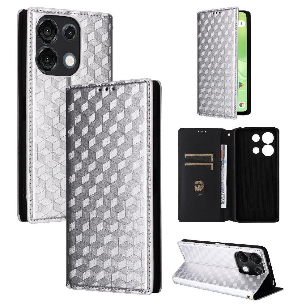 (Silver) Flip Case For Umidigi G9 5G Pu Leather Magnetic Closure Card Slots Holder 3D Pattern Wallet Silver 764563505654