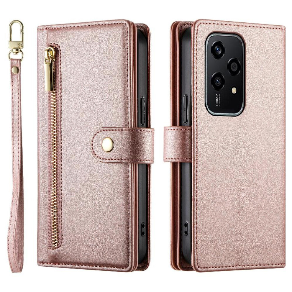(Pink) Flip Case For Honor 200 Lite Wallet Compartment Wrist Strap Kickstand Multifunctional Card Slots Pink 764563505814