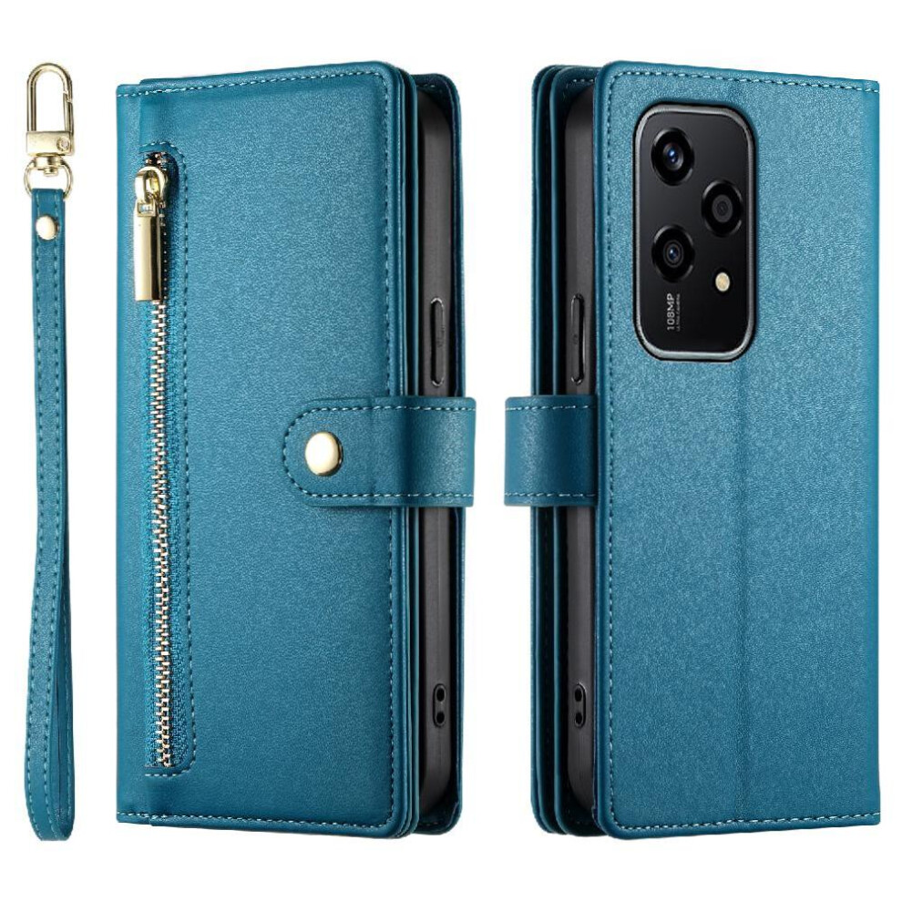 (Blue) Flip Case For Honor 200 Lite Wallet Compartment Wrist Strap Kickstand Multifunctional Card Slots Blue 764563505852