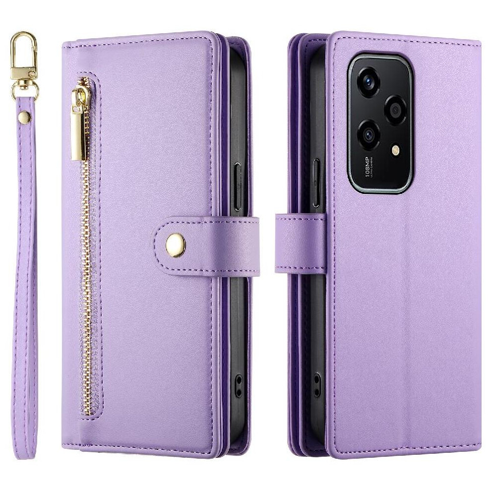(Purple) Flip Case For Honor 200 Lite Wallet Compartment Wrist Strap Kickstand Multifunctional Card Slots Purple 764563505838