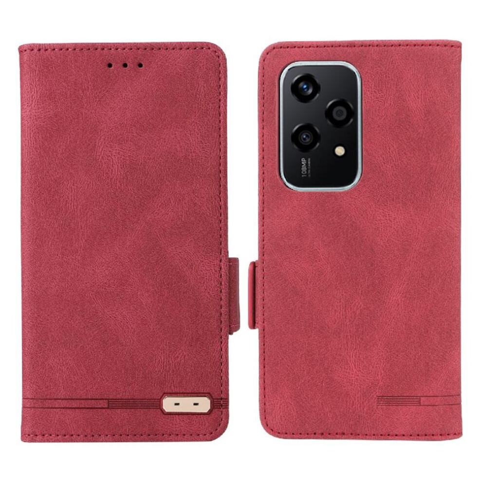 (Red) Flip Case For Honor 200 Lite Magnetic Wallet With Buckle Card Holder Kickstand Cover Red 764563506156