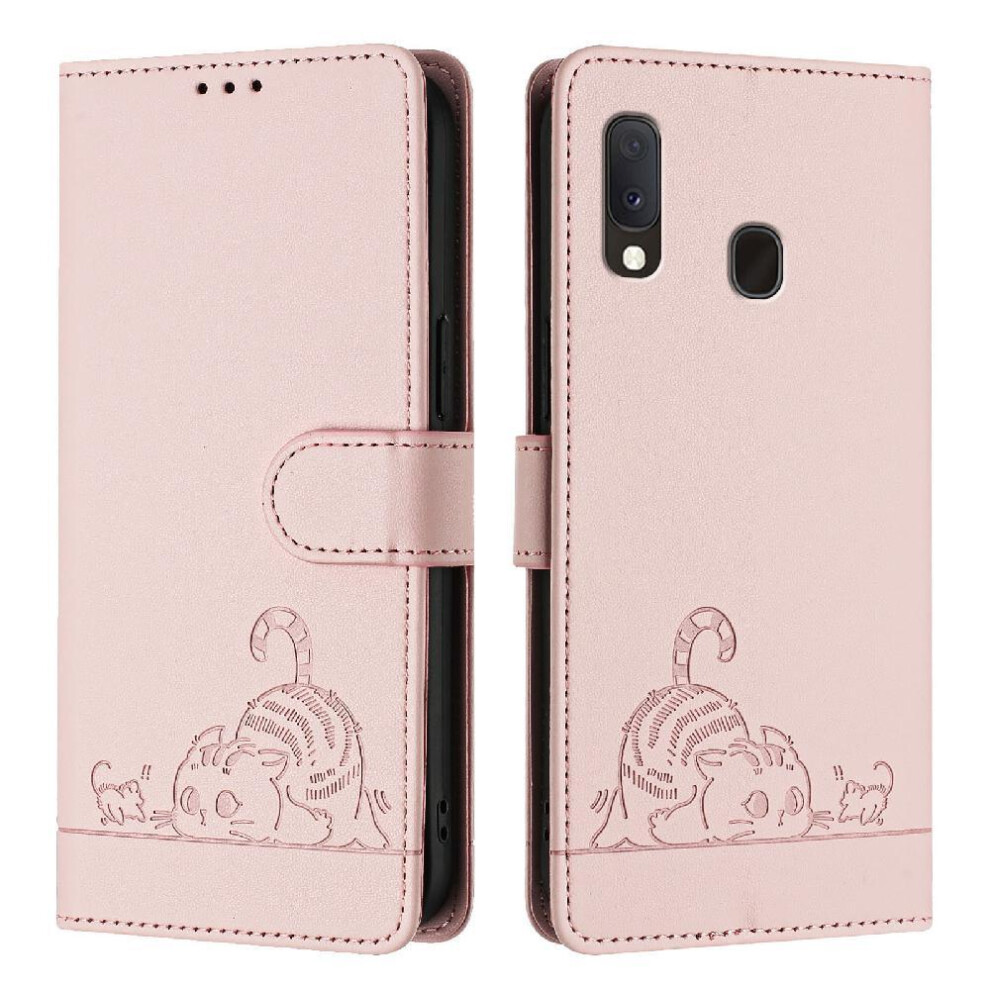 (Pink) Case For Samsung Galaxy A20e/A10e Card Slot Holder Kickstand Wallet Flip Cover Cat Rfid Pink 764563506309
