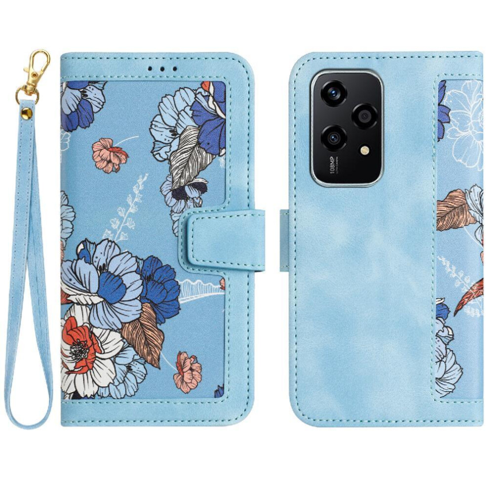 (Light ) Wallet Case For Honor 200 Lite Pu Leather Card Holder Kickstand Magnetic Closure Anti Scratch Blue 764563506347