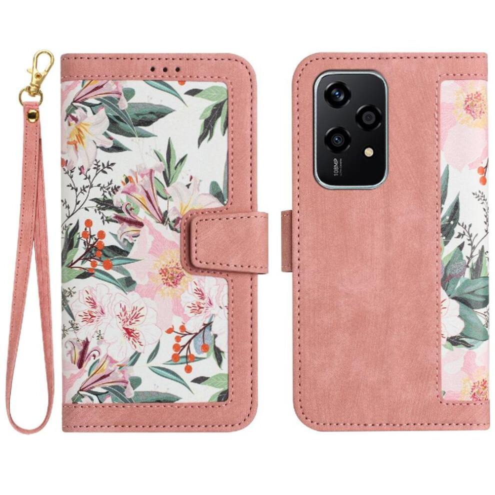 (Pink) Wallet Case For Honor 200 Lite Pu Leather Card Holder Kickstand Magnetic Closure Anti Scratch Pink 764563506378
