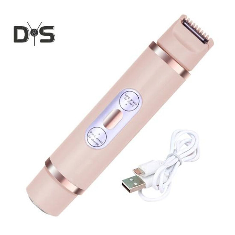 (pink) Women Electric Shaver Usb Rechargeable Double Head Ipx7 Waterproof Portable Face Body Bikini Area Arm Leg Hair Removal Epilator Razor Trimmer