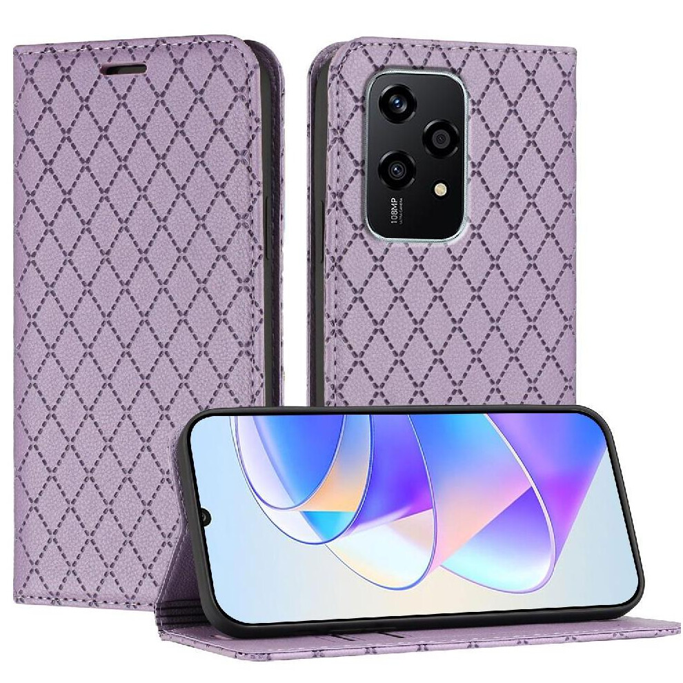 (Purple) Case For Honor 200 Lite Flip Business Wallet Magnetic Shell Card Slots Holder Purple 764563506446