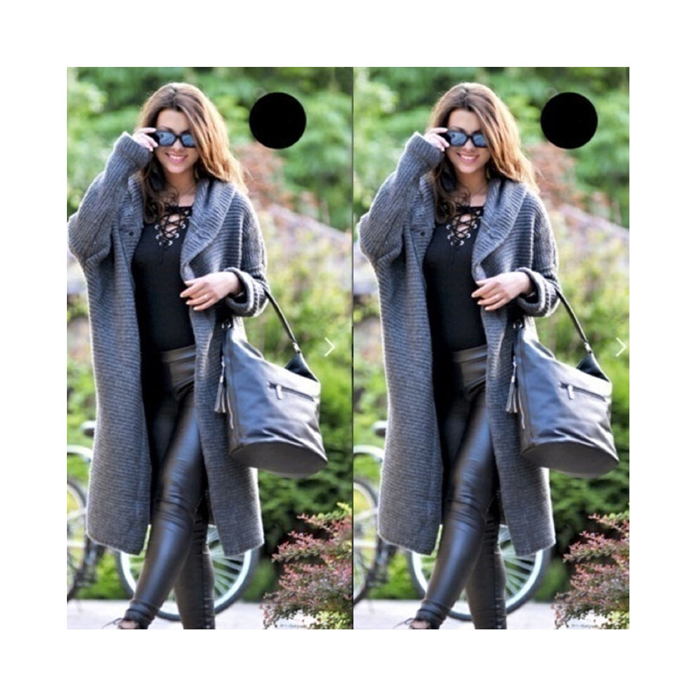 (Gray,Tag 2XL=US L)Cardigan long à capuche mode grande taille automne et hiver manteau femme