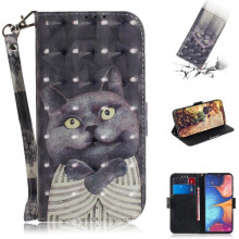 (C2) 3d Painted Protective Case for Samsung Galaxy A20e Wallet Card Slots Magnetic Closure Lanyard Pu Leather
