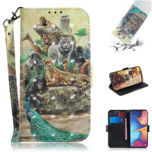 (ohter) 3d Painted Protective Case for Samsung Galaxy A20e Wallet Card Slots Magnetic Closure Lanyard Pu Leather