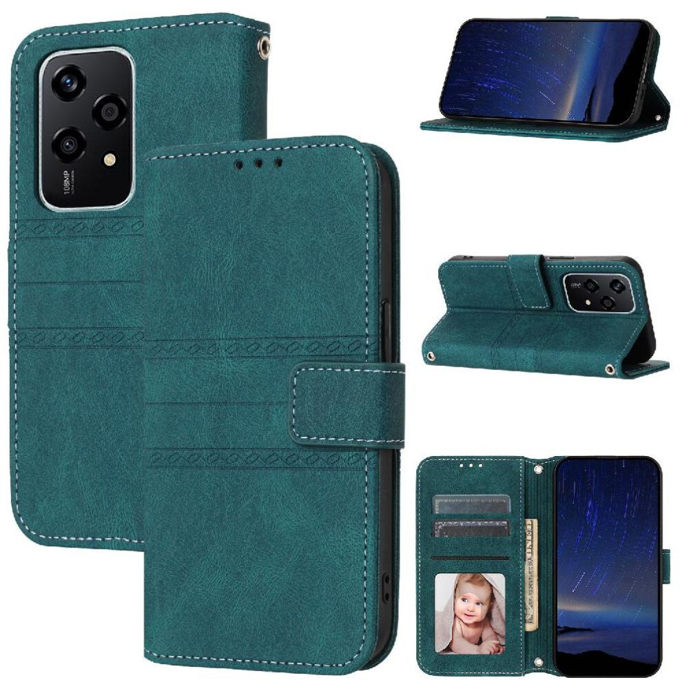 (Green) Flip Case For Honor 200 Lite Magnetic Closure Shockproof Protective Kickstand Wallet Case Pu Leather Green 764563506675