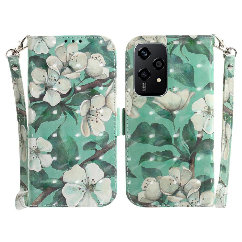 (C11 ) 3D Painted Protective Case For Honor 200 Lite Magnetic Closure Lanyard Pu Leather Wallet Card Slots 764563506804