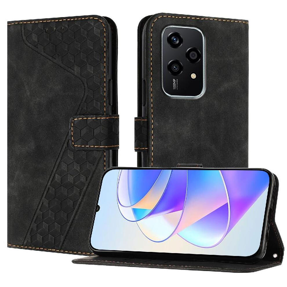 (Black) Phone Case For Honor 200 Lite Magnetic Wallet Flip Folio Kickstand Card Slots Cover Black 764563507023