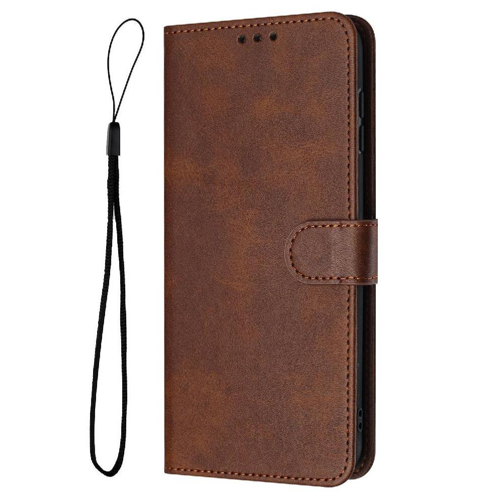 (Brown) Flip Case For Samsung Galaxy A20e/A10e With Card Slot Pure Colour Pu Leather Kickstand With Buckle Brown 764563507085