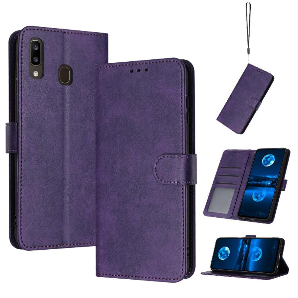 (Purple) Flip Case For Samsung Galaxy A20e/A10e With Card Slot Pure Colour Pu Leather Kickstand With Buckle Purple 764563507115