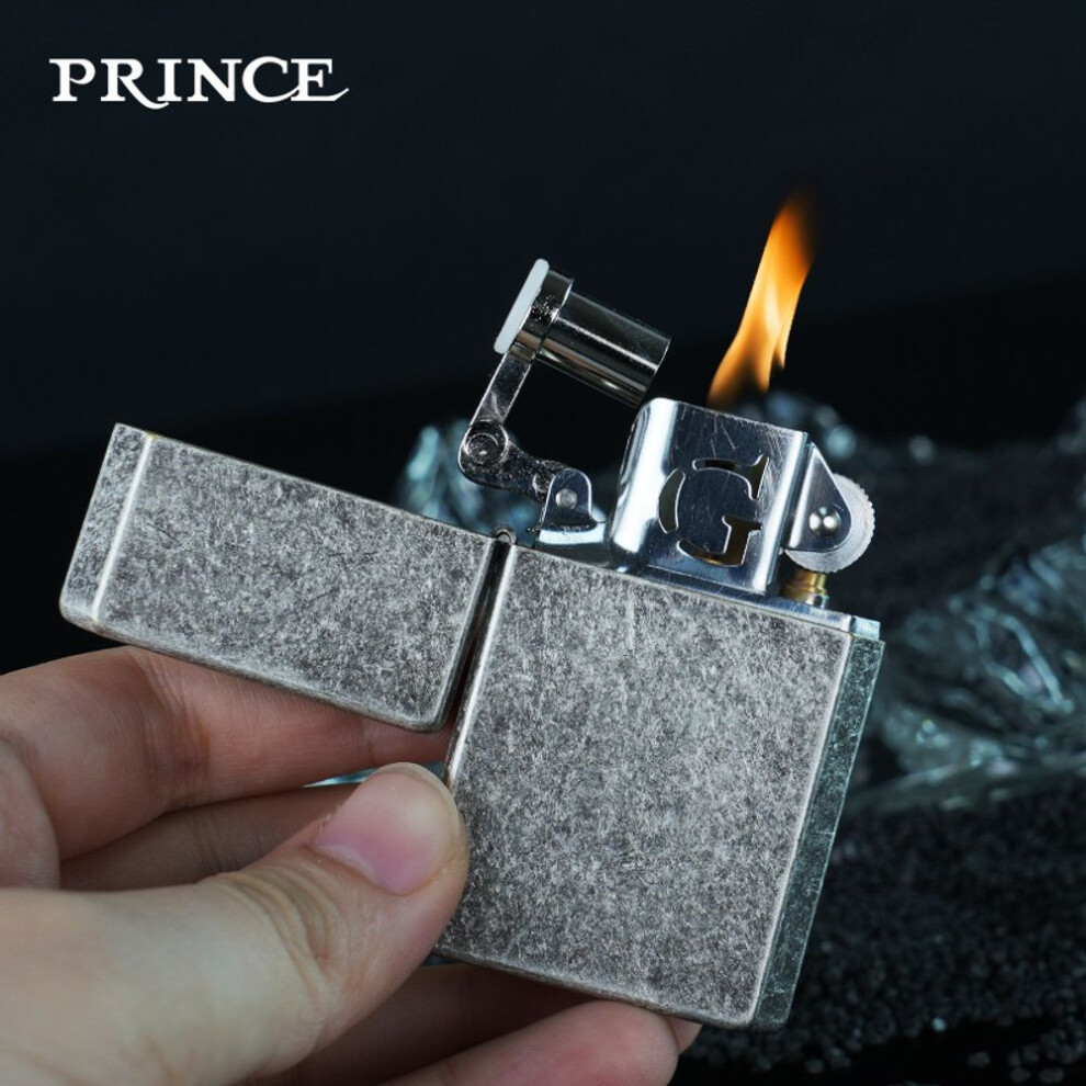 Photos - Other Hand Tools  Prince Lighter Grinding Wheel Kerosene Windproof Retro Personality Distressed Smoking Set Gif(Gtc Hgy Residual Antique Sil)