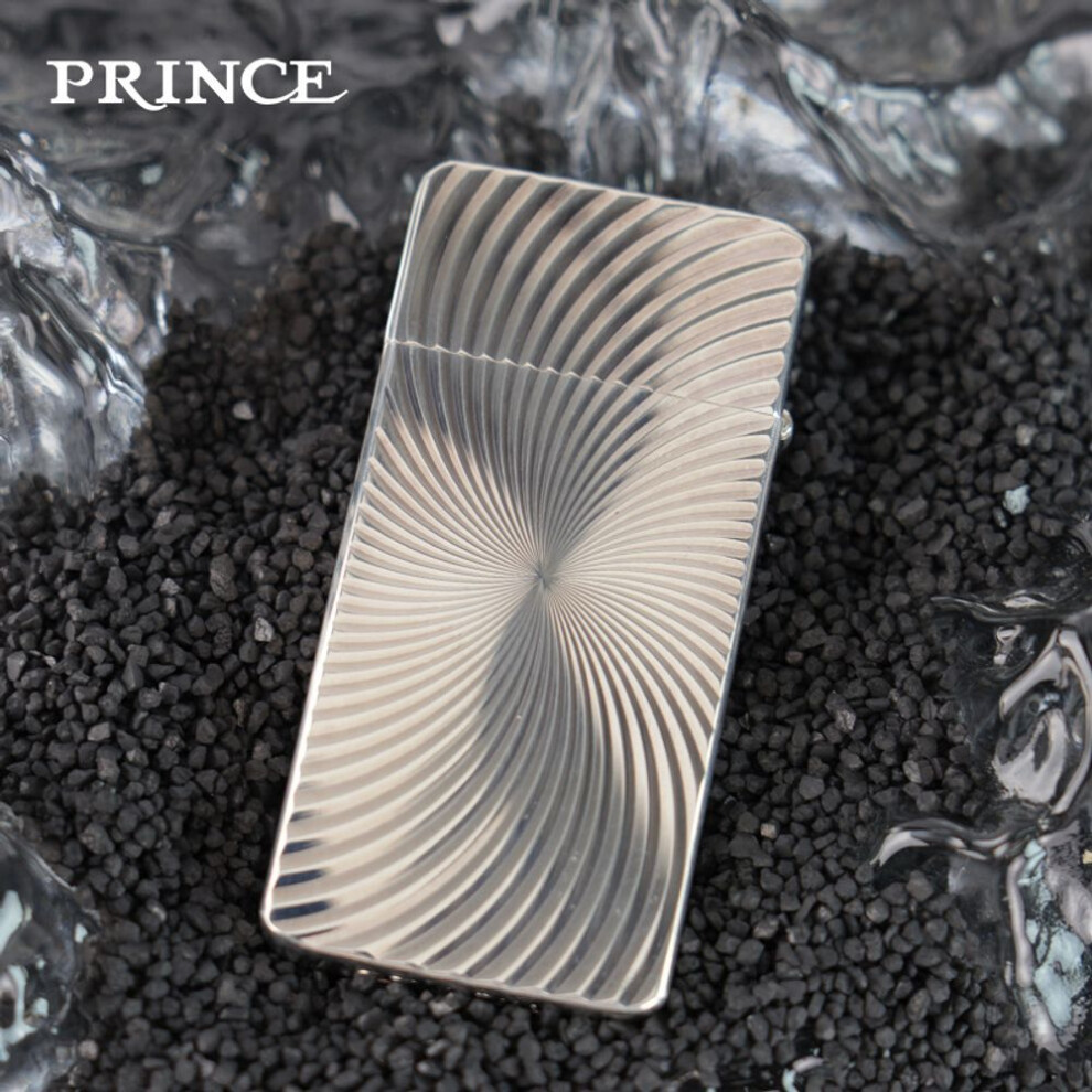 Yeuligo (Silver Vortex Pattern Pr 999) Prince Kerosene Lighter New Ultra-Thin Vortex Pattern Personalized Creative High-End Smoking Set Gift