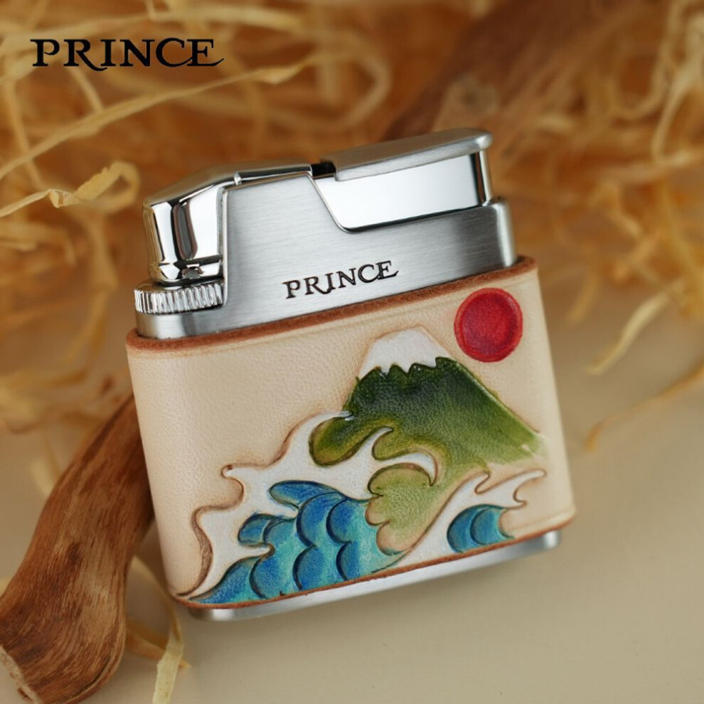 Yeuligo (Pa61 D4018 Hailang Qingshan) Prince Prince Lighter, Genuine Cherry Blossom Fuji Mountain Leather Carving And Painting, Personalized And Creative Ciga