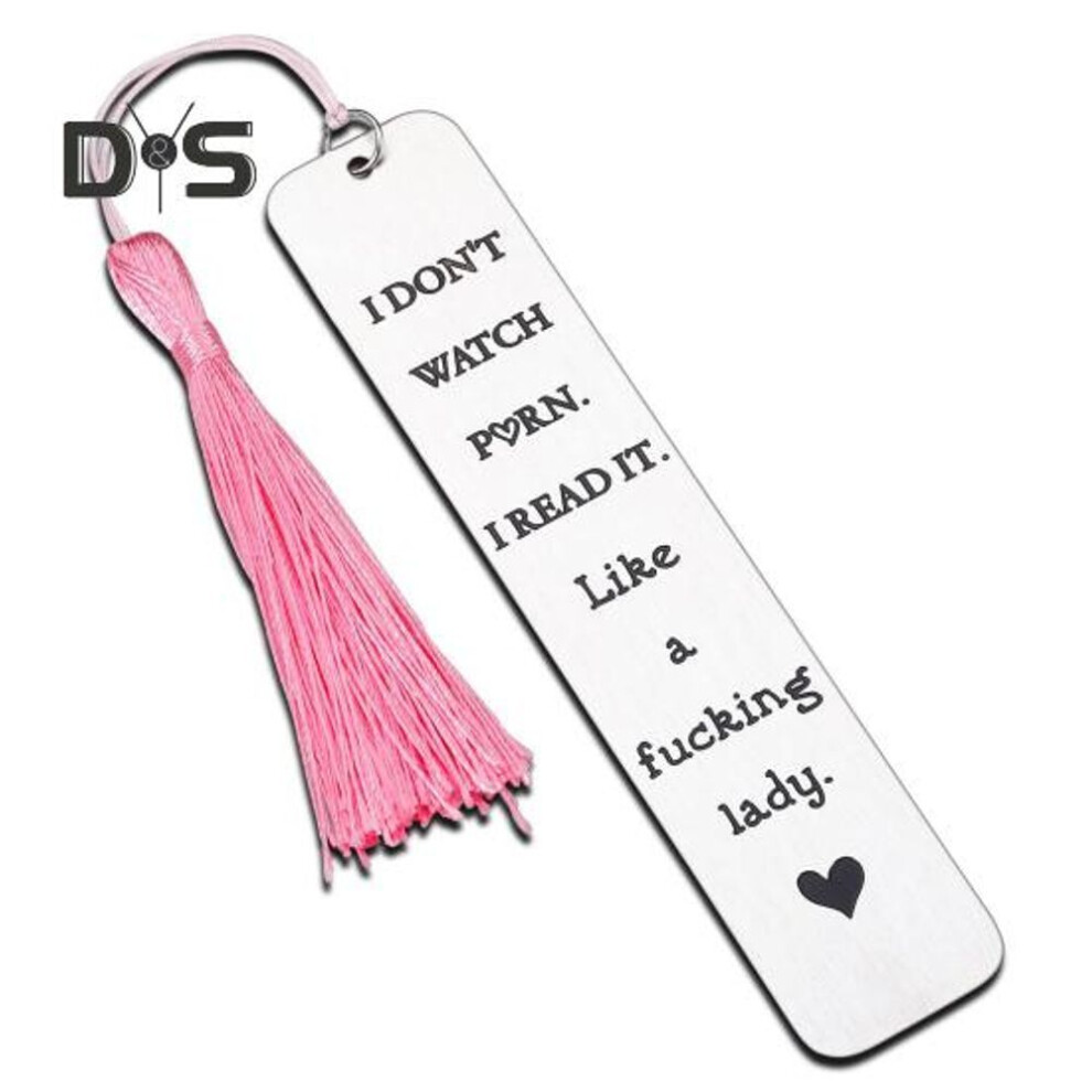 (as the picture, C) Engraved Metal Bookmark Gift I Don't Watch Porn Stainless Steel Book Mark With Tassel Pendant Bookworms Gifts For Men Women Reading Lovers