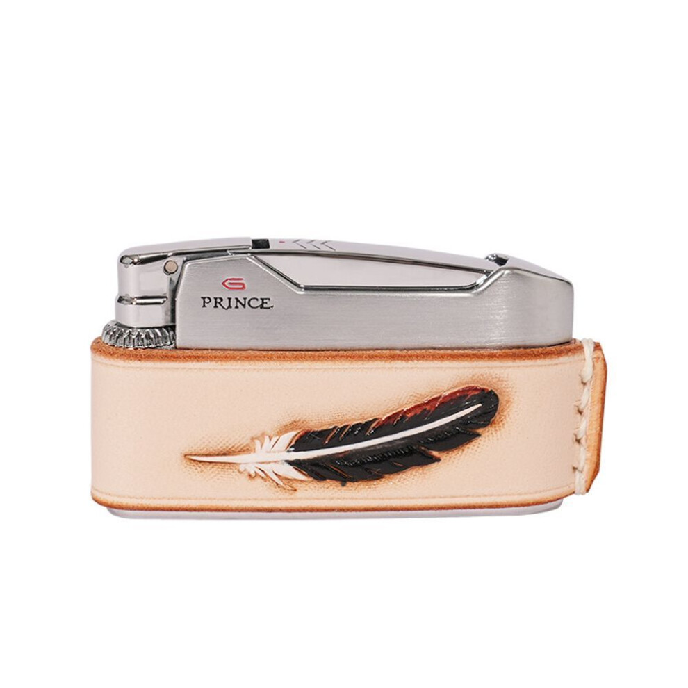 Yeuligo (88E D7008) Prince New Kowtow Lighter Genuine Leather Carved Feather Painted National Fashion Birthday Gift For Men And Women
