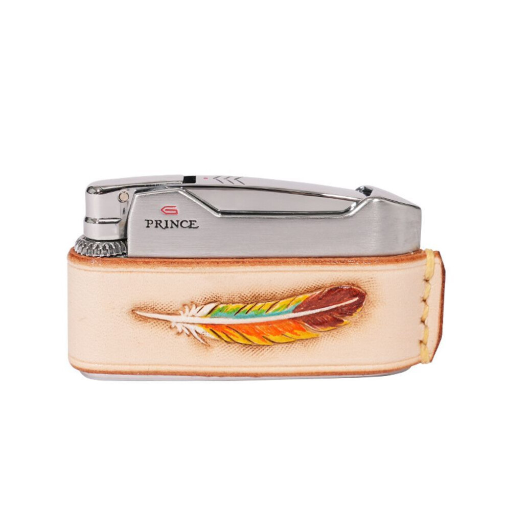 Yeuligo (88E D7007) Prince New Kowtow Lighter Genuine Leather Carved Feather Painted National Fashion Birthday Gift For Men And Women