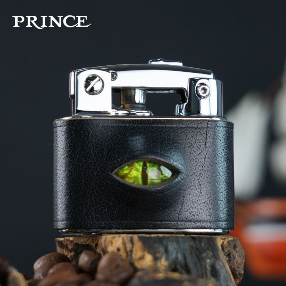Yeuligo Black ( Leather Elf Gd3 D2010) Prince Genuine Grinding Wheel Kerosene Lighter Personality Novel Semi-Automatic Catapult Fire Gift