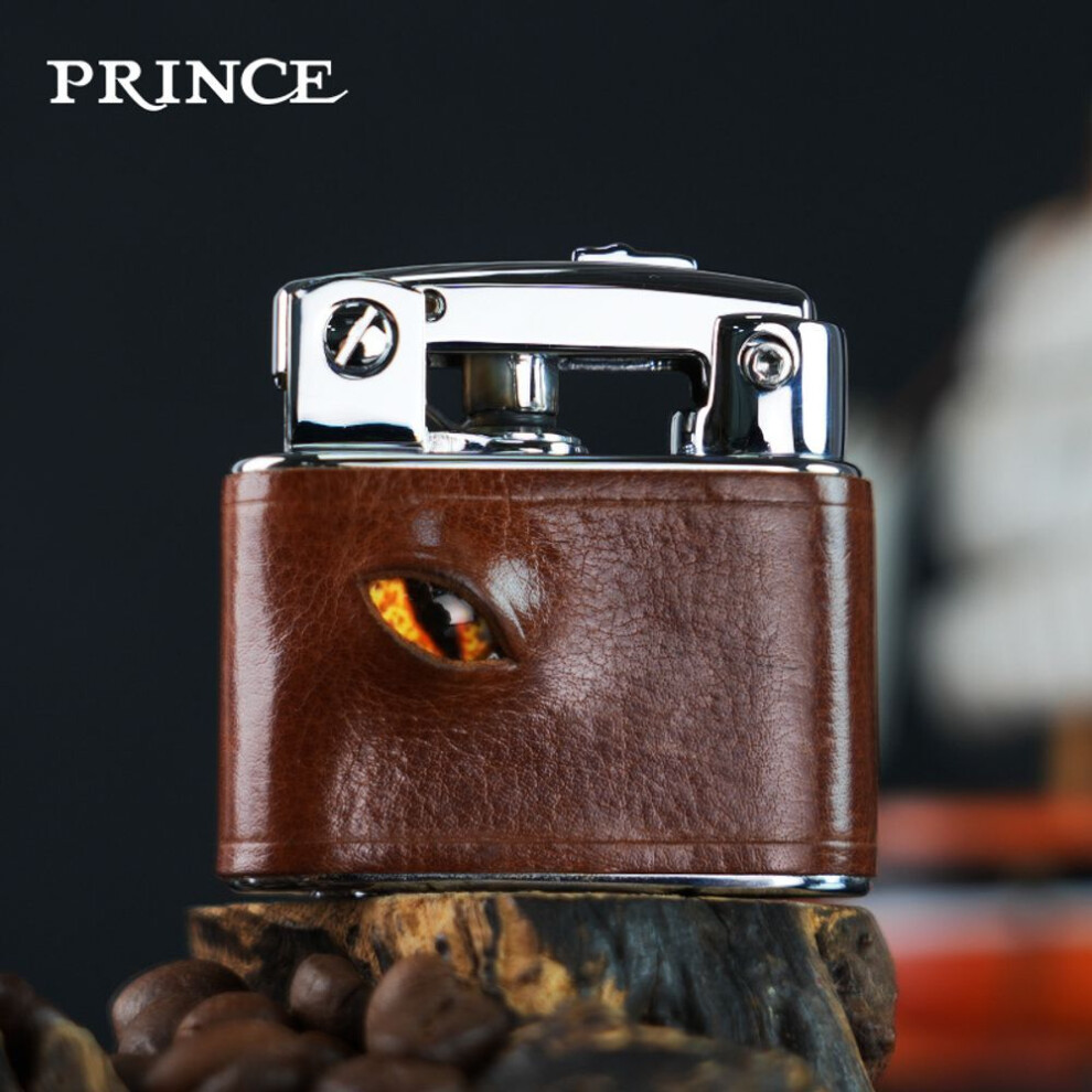 Yeuligo Brown ( Leather Elf Gd3 D2011) Prince Genuine Grinding Wheel Kerosene Lighter Personality Novel Semi-Automatic Catapult Fire Gift