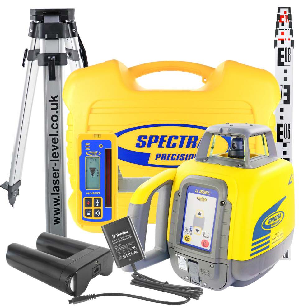 Spectra Precision LL1505C Laser Level Kit with HL450, Tripod & Staff