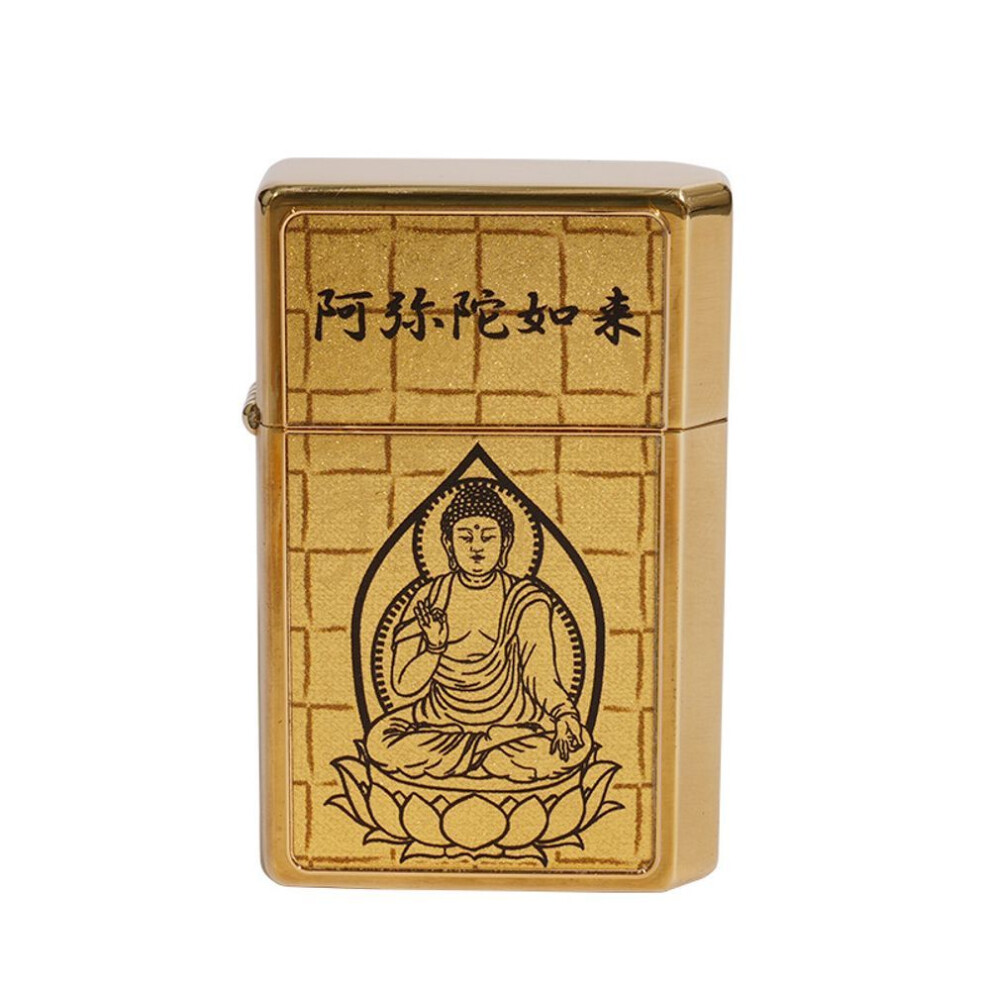 Yeuligo (Gtpr Amituo Tathagata) Prince Genuine Goods Grinding Wheel Kerosene Open Fire Windproof Lighter Heart Sutra Buddha Series Gift For Boyfriend