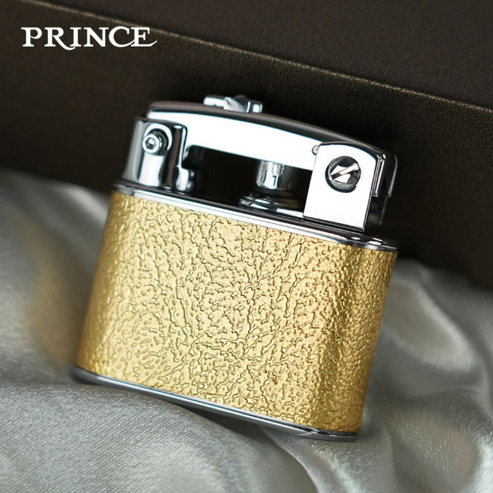 Yeuligo Gold (Gd3 1803 ) The Prince Lighter Is A Retro And Unique Gift. It Features A Grinding Wheel Ejection Ignition And A Deeply Carved Tang Grass Design
