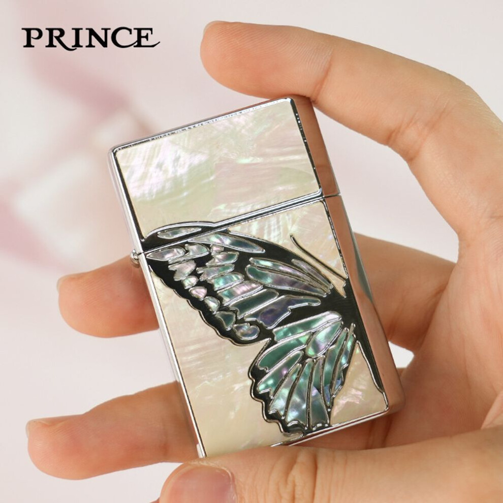 Yeuligo Blue (Gtcx Shell Double Sided ) Prince Kerosene Lighter Color Shell Inlaid Compass Windproof Long Endurance Free Gifts For Boys