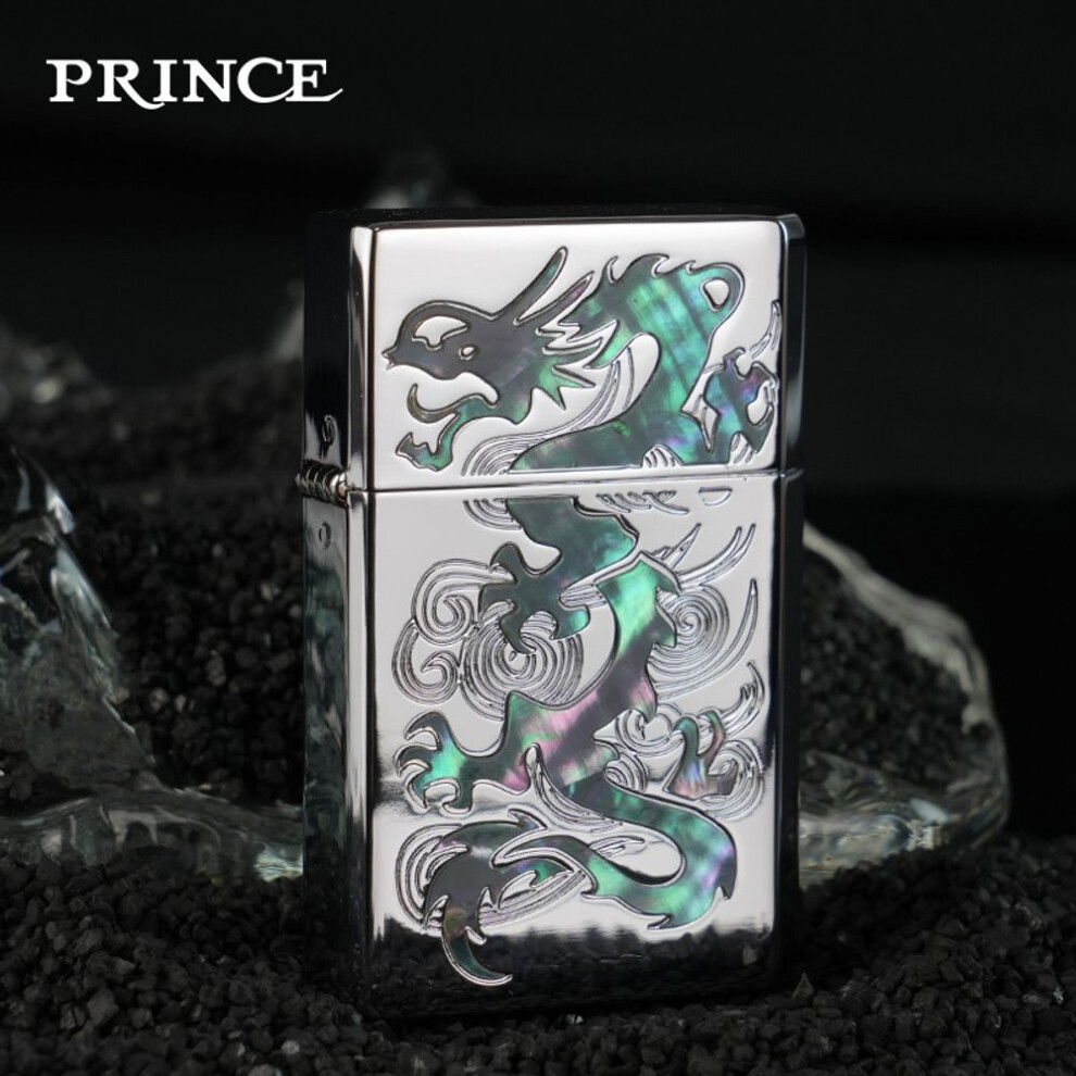 Yeuligo (Gtcx Shell Chinese Dragon) Prince Kerosene Lighter Color Shell Inlaid Compass Windproof Long Endurance Free Gifts For Boys
