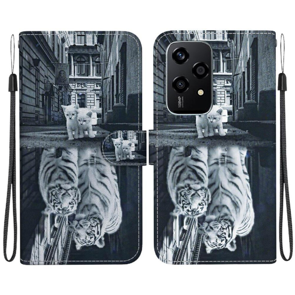 (C6) Case For Honor 200 Lite Butterfly Flower Painted Magnetic Closure Pu Leather Card Slots Wallet 764563508181