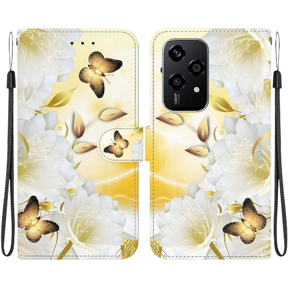 (C7 ) Case For Honor 200 Lite Butterfly Flower Painted Magnetic Closure Pu Leather Card Slots Wallet 764563508198