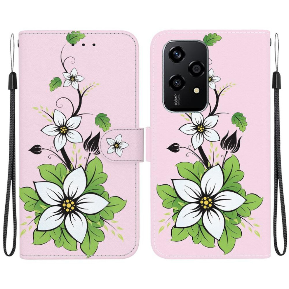 (C9 ) Case For Honor 200 Lite Butterfly Flower Painted Magnetic Closure Pu Leather Card Slots Wallet 764563508211