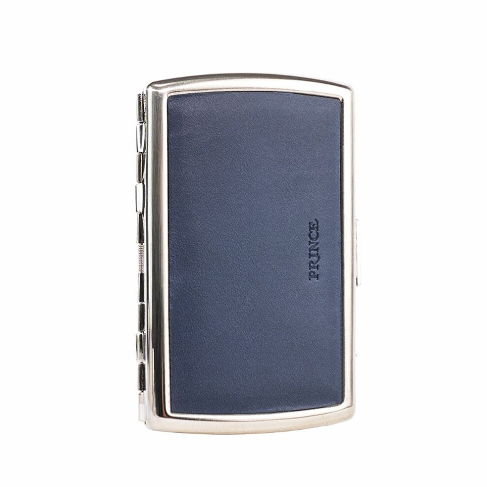 Yeuligo Blue (Sapphire 12 Thick Cigar) Prince Genuine Leather High-End Metal Cigarette Box Creative Male And Female Portable Cigarette Holder 12 Thick Cigaret
