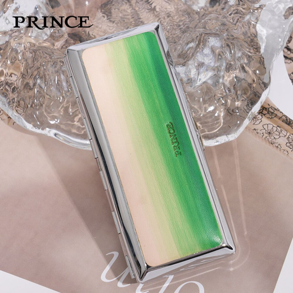 Yeuligo Green (Smoke 14 Medium Fine C) Prince Genuine Leather High-End Metal Cigarette Box Creative Male And Female Portable Cigarette Holder 12 Thick Cigaret