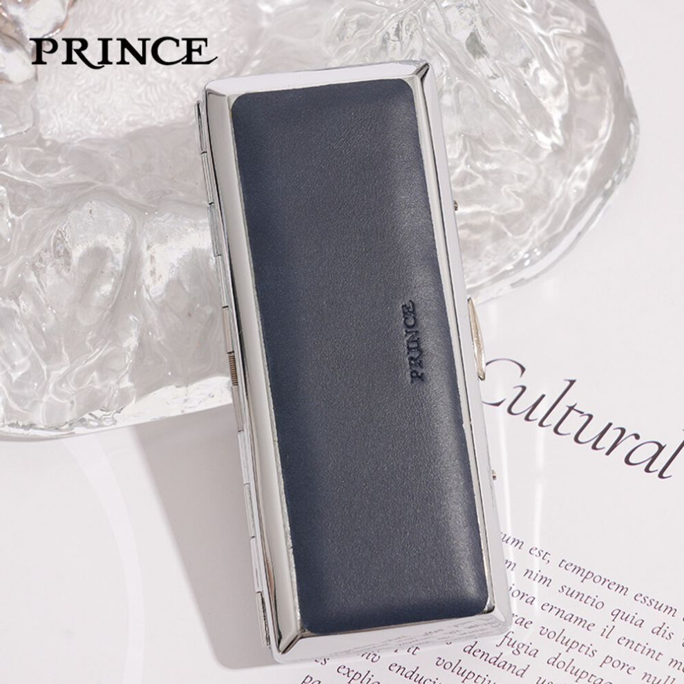 Yeuligo Blue (Sapphire 14 Medium Fine) Prince Genuine Leather High-End Metal Cigarette Box Creative Male And Female Portable Cigarette Holder 12 Thick Cigaret