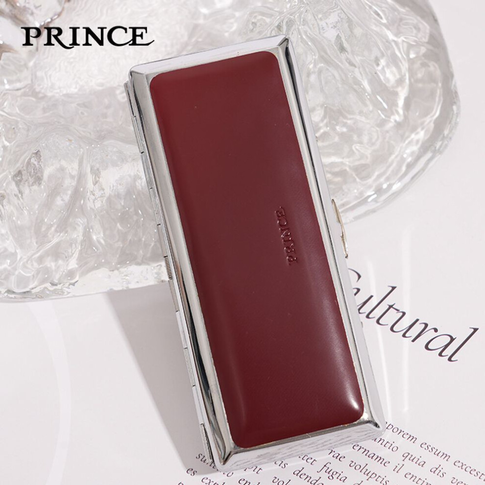 Yeuligo Red (Wine 14 Medium Fine Coun) Prince Genuine Leather High-End Metal Cigarette Box Creative Male And Female Portable Cigarette Holder 12 Thick Cigaret