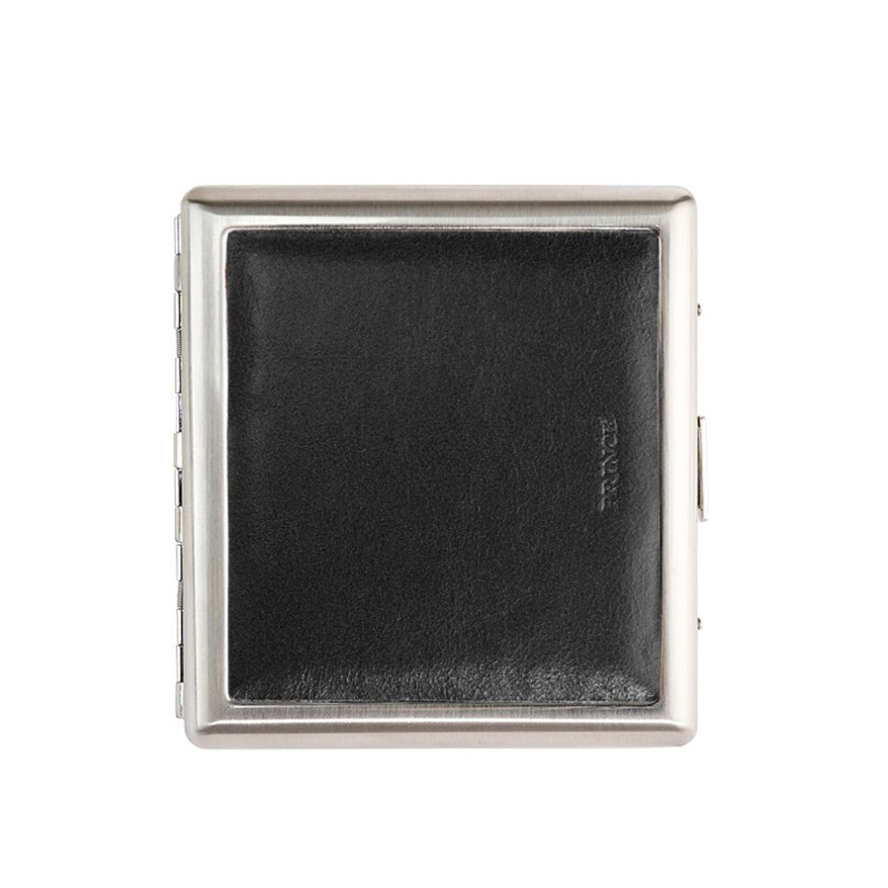 Yeuligo Black ( 20 Coarse Cigarettes) Prince Genuine Leather High-End Metal Cigarette Box Creative Male And Female Portable Cigarette Holder 12 Thick Cigarette