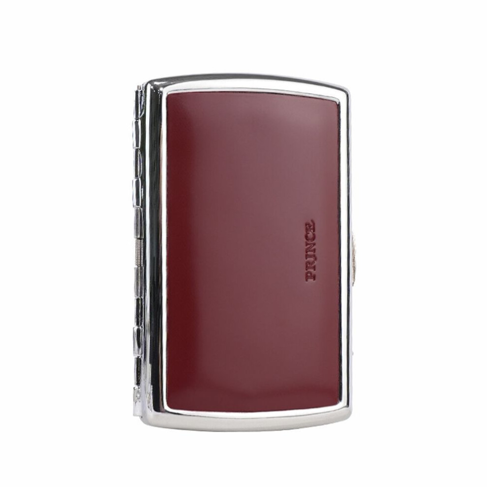 Yeuligo Red (Wine 12 Thick Cigarettes) Prince Genuine Leather High-End Metal Cigarette Box Creative Male And Female Portable Cigarette Holder 12 Thick Cigaret