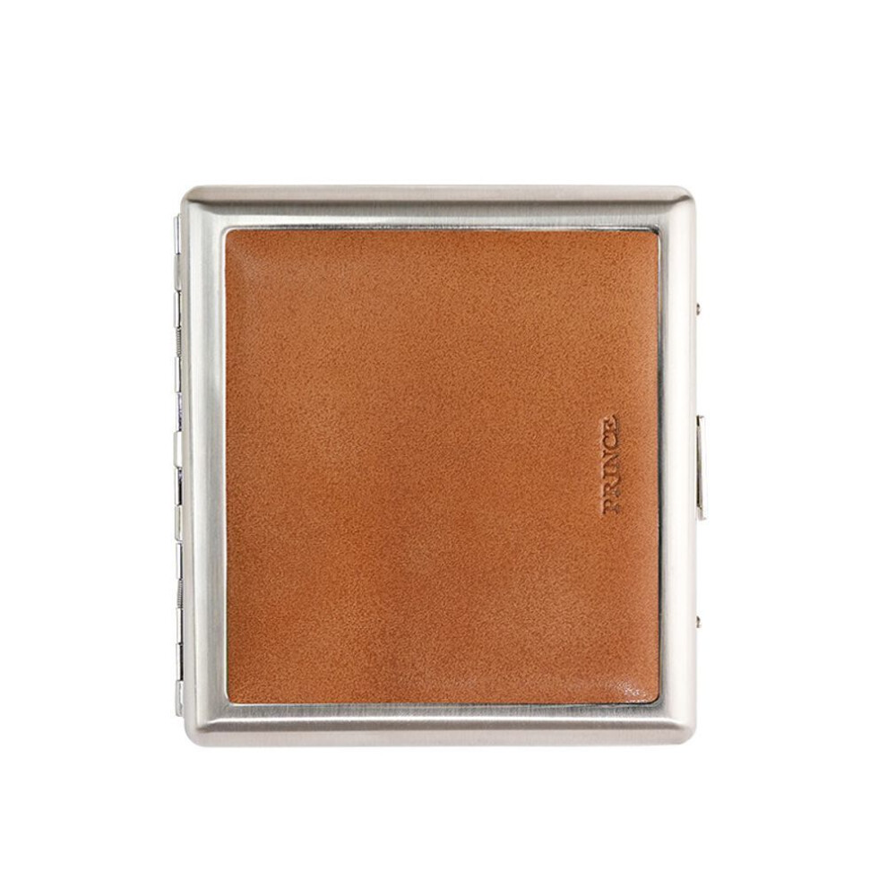 Yeuligo (Desert Coffee 20 Thick Ciga) Prince Genuine Leather High-End Metal Cigarette Box Creative Male And Female Portable Cigarette Holder 12 Thick Cigaret