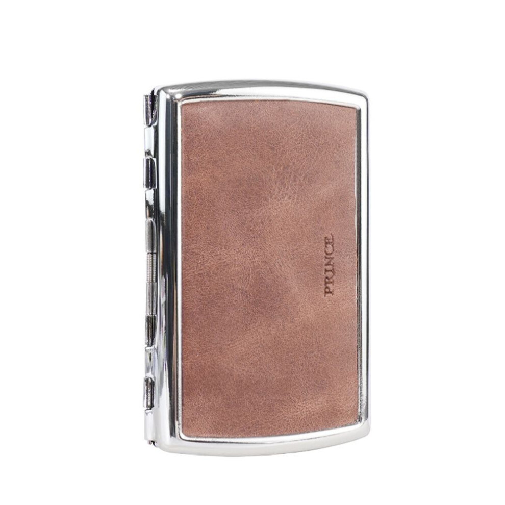 Yeuligo Brown (Fog 12 Pieces Of Coars) Prince Genuine Leather High-End Metal Cigarette Box Creative Male And Female Portable Cigarette Holder 12 Thick Cigaret